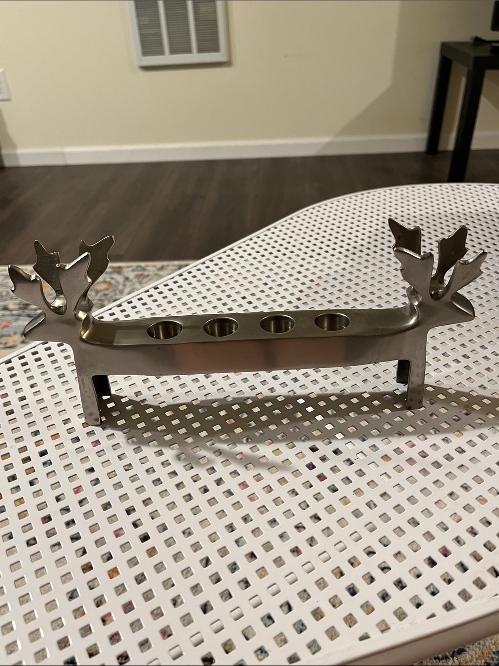 VINTAGE Reindeer Candle Holder - Silver tone, 10.5”x 4.5”
